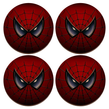 Spiderman mask, ΣΕΤ x4 Σουβέρ ξύλινα στρογγυλά plywood (9cm)