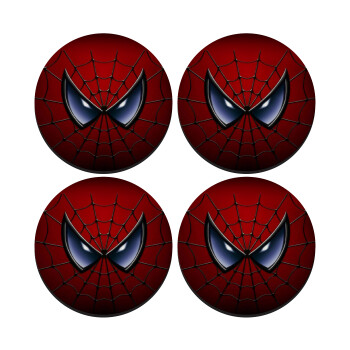 Spiderman mask, SET of 4 round wooden coasters (9cm)