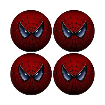 Spiderman mask, ΣΕΤ 4 Σουβέρ ξύλινα στρογγυλά (9cm)