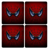 Spiderman mask, ΣΕΤ 4 Σουβέρ ξύλινα τετράγωνα (9cm)