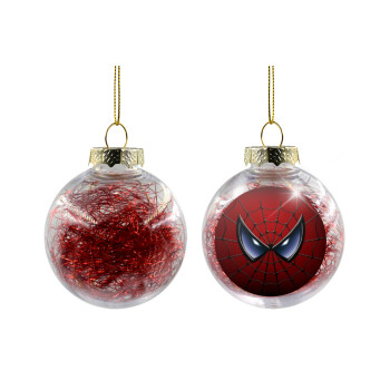 Spiderman mask, Χριστουγεννιάτικη μπάλα δένδρου διάφανη με κόκκινο γέμισμα 8cm