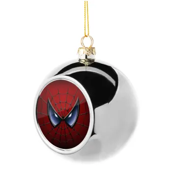 Spiderman mask, Silver 8cm Christmas tree ball ornament