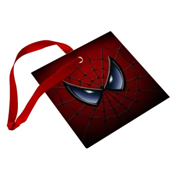 Spiderman mask, Christmas ornament, glass square ornament 9x9cm
