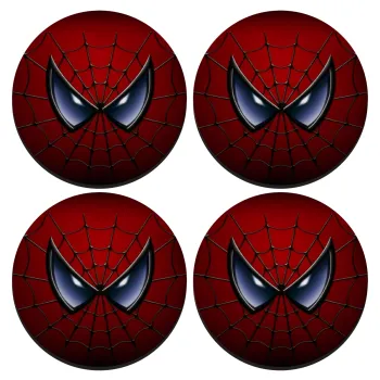 Spiderman mask, SET of 4 round wooden coasters (9cm)