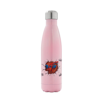 Spiderman wall, Metal mug thermos Pink Iridiscent (Stainless steel), double wall, 500ml
