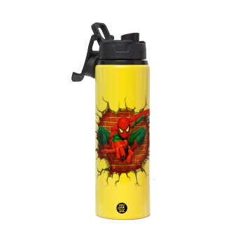 Spiderman wall, Metallic water bottle with safety lid, 850ml aluminum