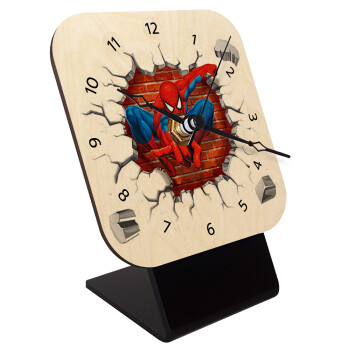 Spiderman wall, Quartz Table clock in natural wood (10cm)