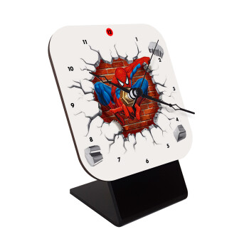 Spiderman wall, Quartz Wooden table clock with hands (10cm)