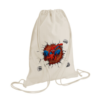 Spiderman wall, Backpack bag GYMBAG natural (28x40cm)