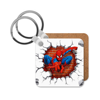 Spiderman wall, Μπρελόκ Ξύλινο τετράγωνο MDF