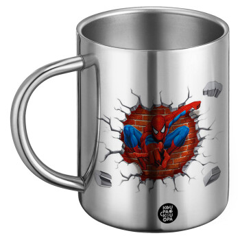 Spiderman wall, Ανοξείδωτη Μεταλλική Κούπα 450ml - Διπλού Τοιχώματος