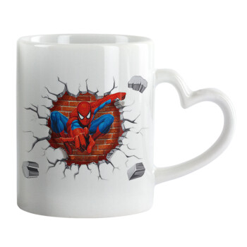 Spiderman wall, Mug heart handle, ceramic, 330ml