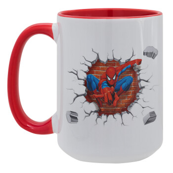 Spiderman wall, Κούπα Mega 15oz, κεραμική Κόκκινη, 450ml
