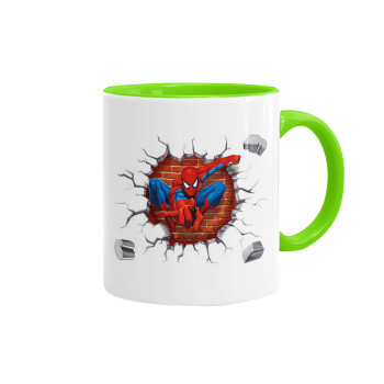 Spiderman wall, Mug colored light green, ceramic, 330ml