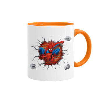 Spiderman wall, Mug colored orange, ceramic, 330ml