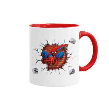 Spiderman wall, Mug colored red, ceramic, 330ml