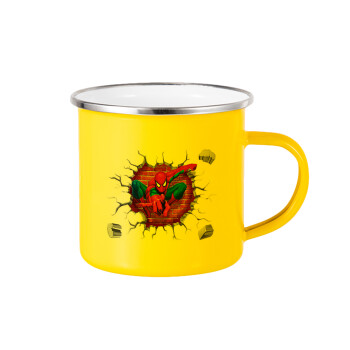 Spiderman wall, Yellow Enamel Metallic Cup 360ml