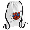 Backpack pouch GYMBAG white, with pocket (40x48cm) & thick cords