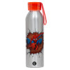 Αλουμινένιο Αθλητικό Μπουκάλι 650ml – Ασημί με Κόκκινο Καπάκι και Λουράκι Σιλικόνης