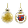 Transparent Christmas tree ball ornament with gold filling 8cm