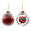 Transparent Christmas tree ball ornament with red filling 8cm