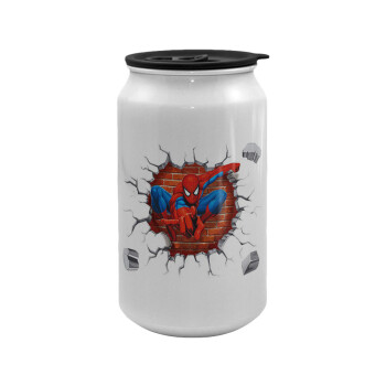Spiderman wall, Κούπα ταξιδιού μεταλλική με καπάκι (tin-can) 500ml