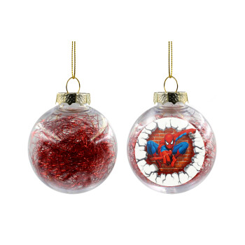 Spiderman wall, Transparent Christmas tree ball ornament with red filling 8cm