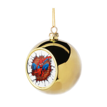 Spiderman wall, Χριστουγεννιάτικη μπάλα δένδρου Χρυσή 8cm