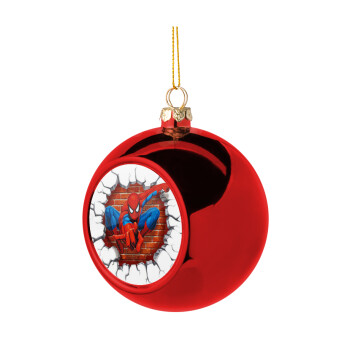 Spiderman wall, Χριστουγεννιάτικη μπάλα δένδρου Κόκκινη 8cm