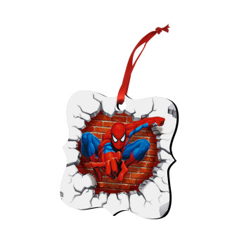 Spiderman wall, Christmas ornament polygon wooden 7.5cm