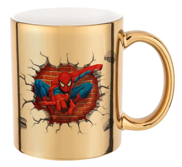 Spiderman wall — Mug ceramic, gold mirror, 330ml