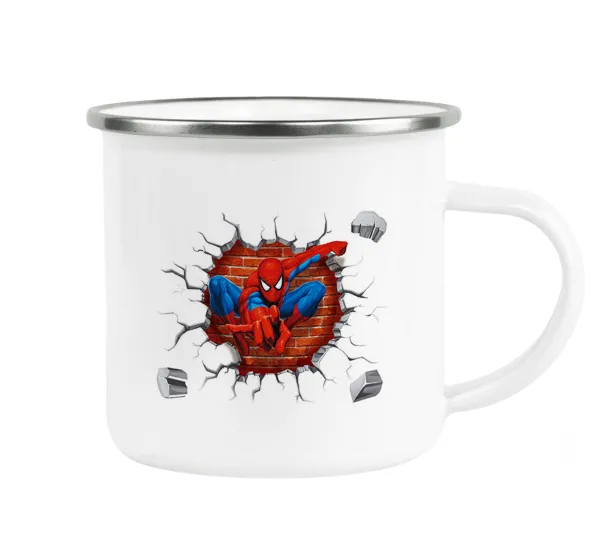 Spiderman wall — Metallic enamel cup white 360ml