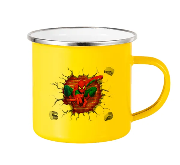 Spiderman wall — Yellow Enamel Metallic Cup 360ml