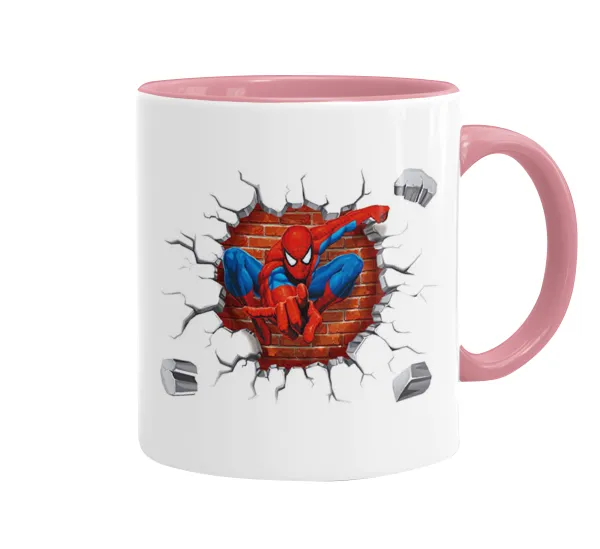 Spiderman wall — Mug colored pink, ceramic, 330ml