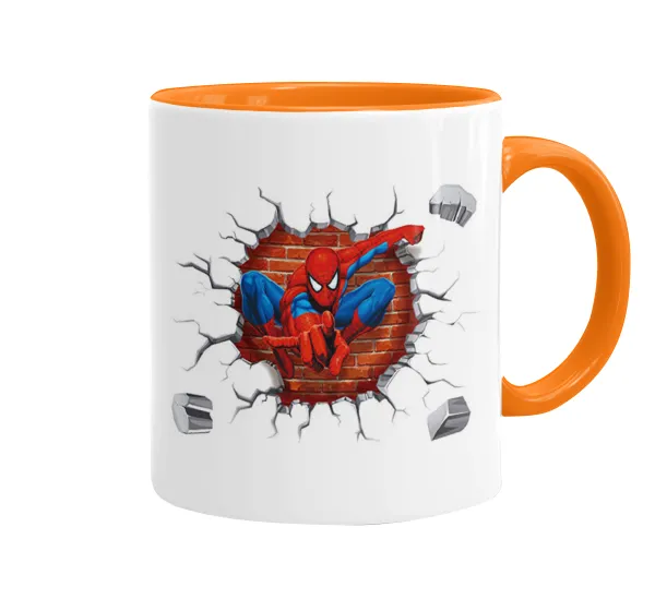 Spiderman wall — Κούπα χρωματιστή πορτοκαλί, κεραμική, 330ml