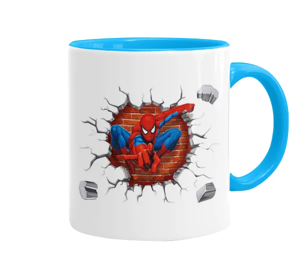 Spiderman wall — Κούπα χρωματιστή γαλάζια, κεραμική, 330ml