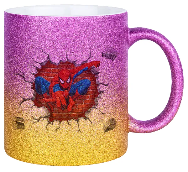Spiderman wall — Κούπα Χρυσή/Ροζ Glitter, κεραμική, 330ml