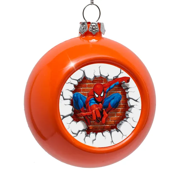Spiderman wall — Στολίδι Χριστουγεννιάτικη μπάλα δένδρου Πορτοκαλί 8cm