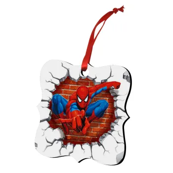 Spiderman wall, Στολίδι Χριστουγεννιάτικο στολίδι polygon ξύλινο 7.5cm