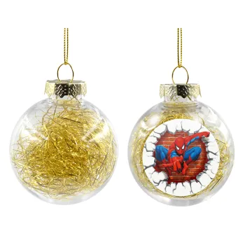 Spiderman wall, Transparent Christmas tree ball ornament with gold filling 8cm