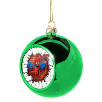 Spiderman wall, Green Christmas tree ornament ball 8cm