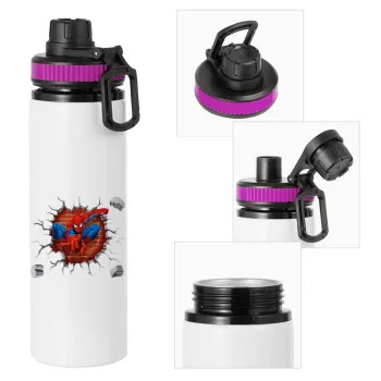 Spiderman wall, Metallic water bottle with safety lid, 850ml aluminum