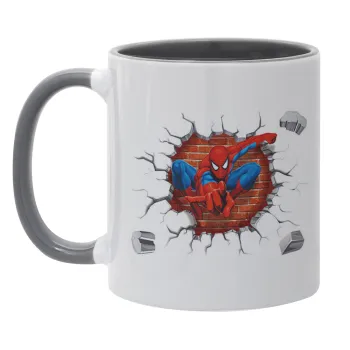 Spiderman wall, Κούπα χρωματιστή γκρι, κεραμική, 330ml