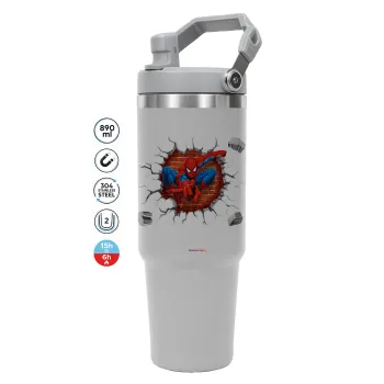 Spiderman wall, ΓΚΡΙ χρώματος Θερμός Ανοξείδωτο 890ml (30oz) με χερούλι