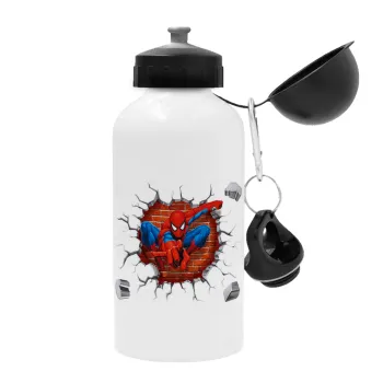 Spiderman wall, Metal water bottle, White, aluminum 500ml