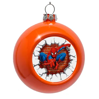 Spiderman wall, Orange Christmas tree ornament bauble 8cm