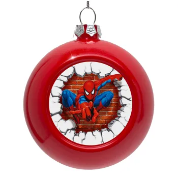 Spiderman wall, Στολίδι Χριστουγεννιάτικη μπάλα δένδρου Κόκκινη 8cm