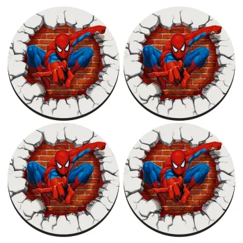 Spiderman wall, SET of 4 round wooden coasters (9cm)
