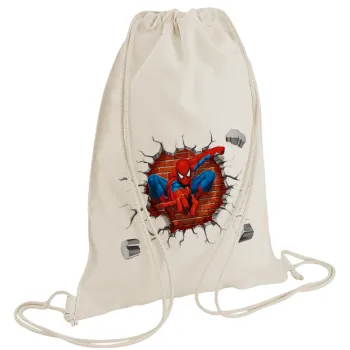 Spiderman wall, Backpack bag GYMBAG natural (28x40cm)