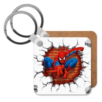 Spiderman wall, Μπρελόκ Ξύλινο τετράγωνο MDF